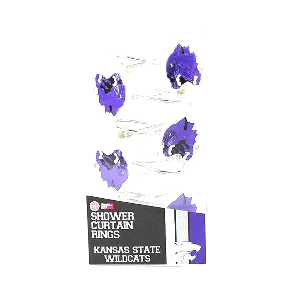 Kansas State Wildcats Shower Rings 12 pc Hooks NCAA Curtain Team Logo Bath Dorm